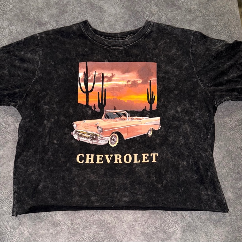 Black Adult T-Shirt Cropped Top Size XL